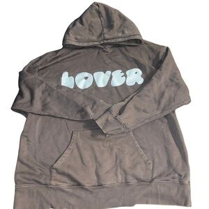 wild fable tan sherpa-lined hoodie with green tag